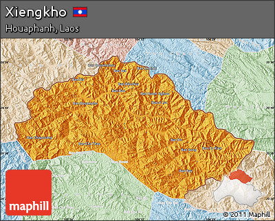 Political Map of Xiengkho, lighten