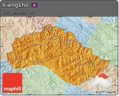 Political Map of Xiengkho, lighten