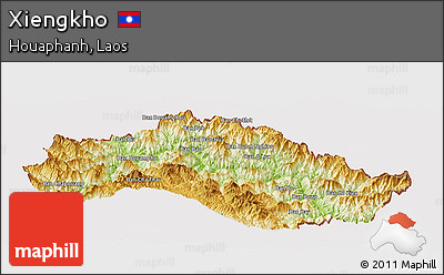 Physical Panoramic Map of Xiengkho, cropped outside