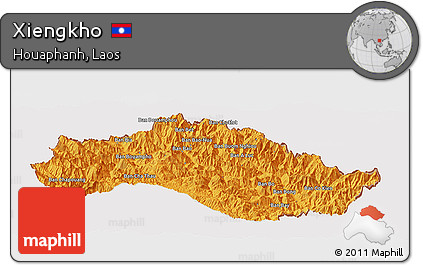 Political Panoramic Map of Xiengkho, cropped outside