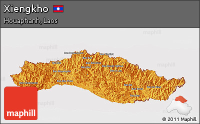 Political Panoramic Map of Xiengkho, cropped outside