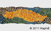 Political Panoramic Map of Xiengkho, darken, semi-desaturated
