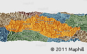 Political Panoramic Map of Xiengkho, semi-desaturated