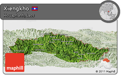 Satellite Panoramic Map of Xiengkho, lighten