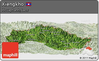 Satellite Panoramic Map of Xiengkho, lighten