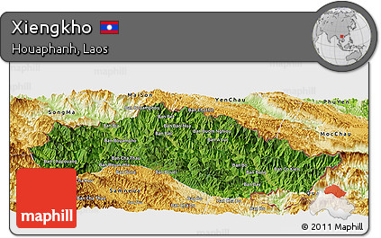 Satellite Panoramic Map of Xiengkho, physical outside
