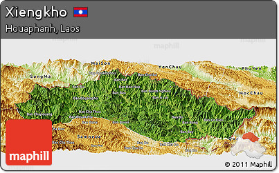 Satellite Panoramic Map of Xiengkho, physical outside