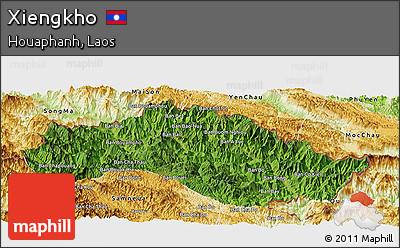 Satellite Panoramic Map of Xiengkho, physical outside