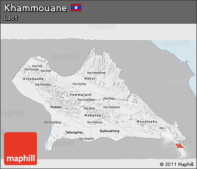 Gray 3D Map of Khammouane, single color outside