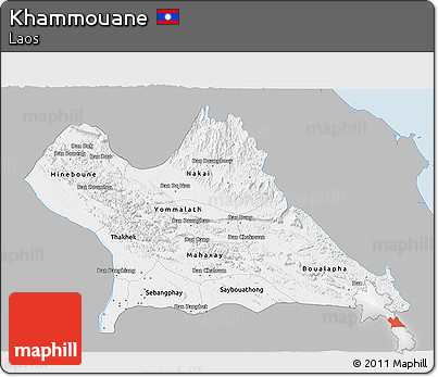 Gray 3D Map of Khammouane, single color outside