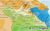Physical 3D Map of Khammouane, political shades outside