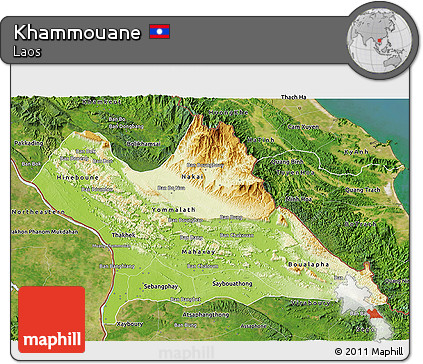 Physical 3D Map of Khammouane, satellite outside