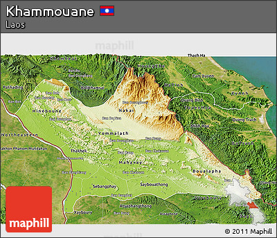 Physical 3D Map of Khammouane, satellite outside