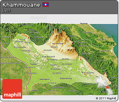 Physical 3D Map of Khammouane, satellite outside