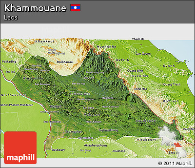 Satellite 3D Map of Khammouane, physical outside