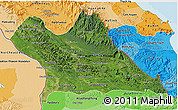 Satellite 3D Map of Khammouane, political shades outside