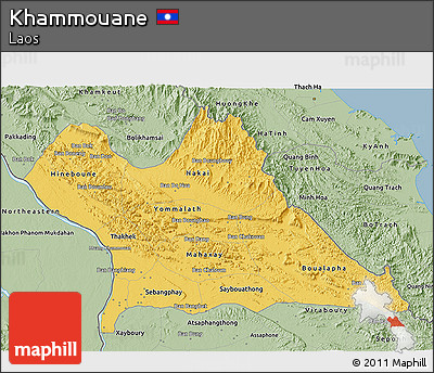 Savanna Style 3D Map of Khammouane