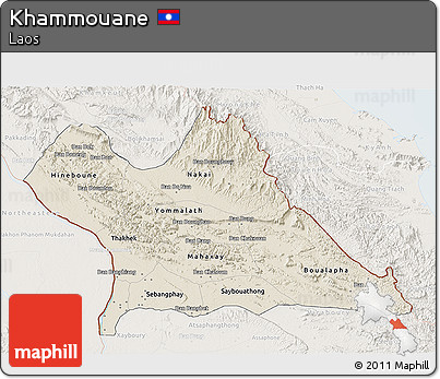 Shaded Relief 3D Map of Khammouane, lighten