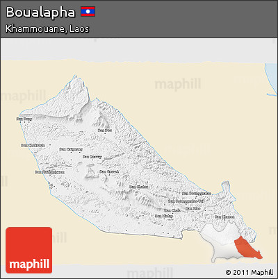 Classic Style 3D Map of Boualapha, single color outside