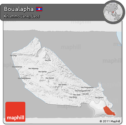 Gray 3D Map of Boualapha, single color outside