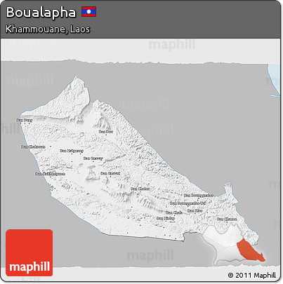 Gray 3D Map of Boualapha, single color outside