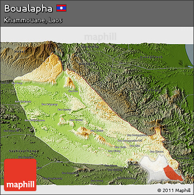 Physical 3D Map of Boualapha, darken