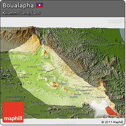 Physical 3D Map of Boualapha, darken