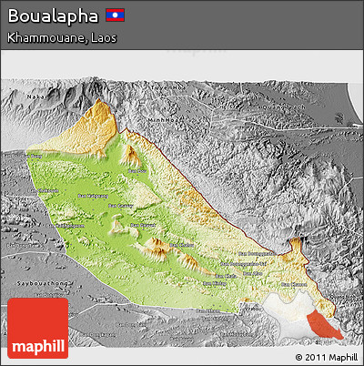 Physical 3D Map of Boualapha, desaturated