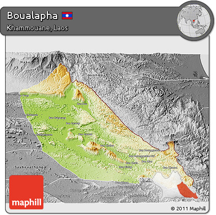 Physical 3D Map of Boualapha, desaturated