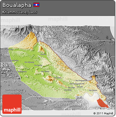 Physical 3D Map of Boualapha, desaturated