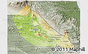 Physical 3D Map of Boualapha, semi-desaturated