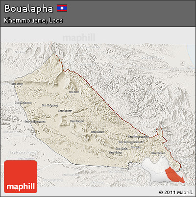 Shaded Relief 3D Map of Boualapha, lighten