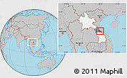 Gray Location Map of Boualapha, highlighted country, highlighted parent region, within the entire country