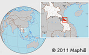 Gray Location Map of Boualapha, highlighted country, highlighted parent region