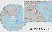 Gray Location Map of Boualapha, highlighted parent region, hill shading