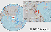 Gray Location Map of Boualapha, hill shading