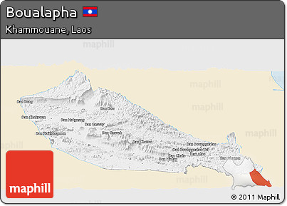 Classic Style Panoramic Map of Boualapha, single color outside