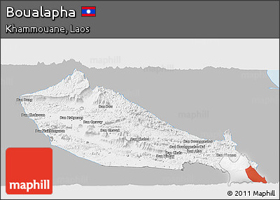Gray Panoramic Map of Boualapha, single color outside