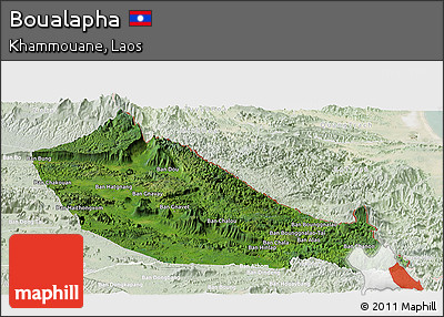 Satellite Panoramic Map of Boualapha, lighten