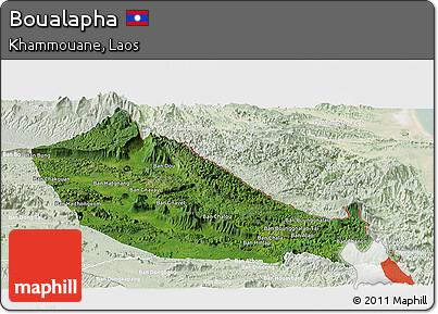 Satellite Panoramic Map of Boualapha, lighten