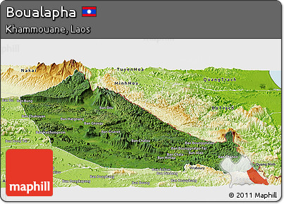 Satellite Panoramic Map of Boualapha, physical outside