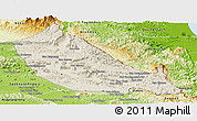 Shaded Relief Panoramic Map of Boualapha, physical outside