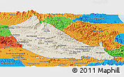 Shaded Relief Panoramic Map of Boualapha, political outside