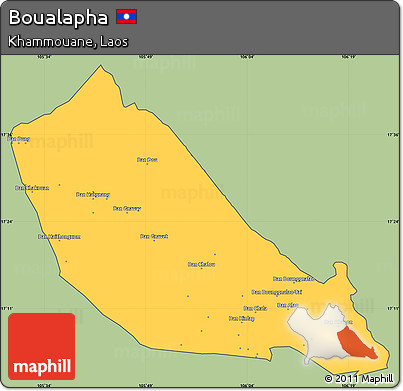 Savanna Style Simple Map of Boualapha, cropped outside