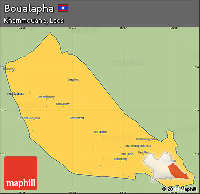 Savanna Style Simple Map of Boualapha, cropped outside