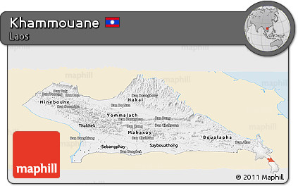 Classic Style Panoramic Map of Khammouane, single color outside