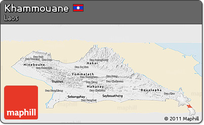 Classic Style Panoramic Map of Khammouane, single color outside