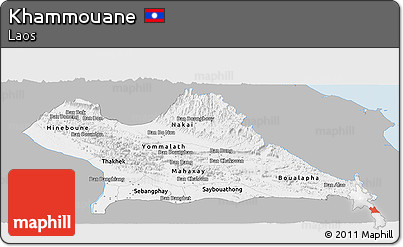 Gray Panoramic Map of Khammouane, single color outside