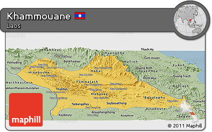Savanna Style Panoramic Map of Khammouane