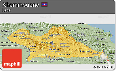 Savanna Style Panoramic Map of Khammouane
